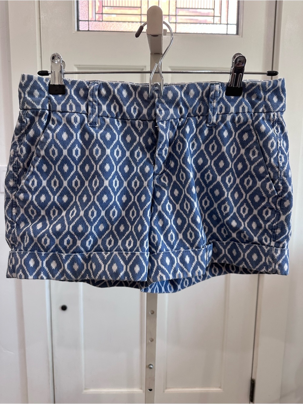 Dear John Blue and White Ikat Print Shorts